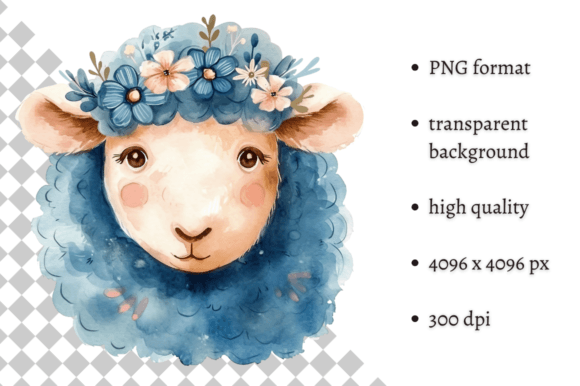 Download Watercolor Blue Easter Sheep Clipart - Easter sheep clipart Collection