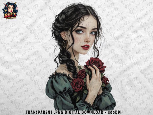Download Gothic Beauty with Roses Romantic Dark - Beauty Collection