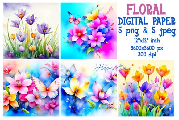 Download Spring Flowers Watercolor Digital Paper - Premium Resources