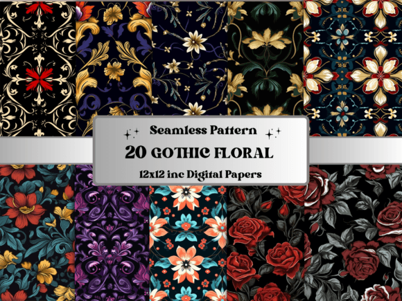 Download Seamless Gothic Flower Pattern Paper - Flower pattern Collection