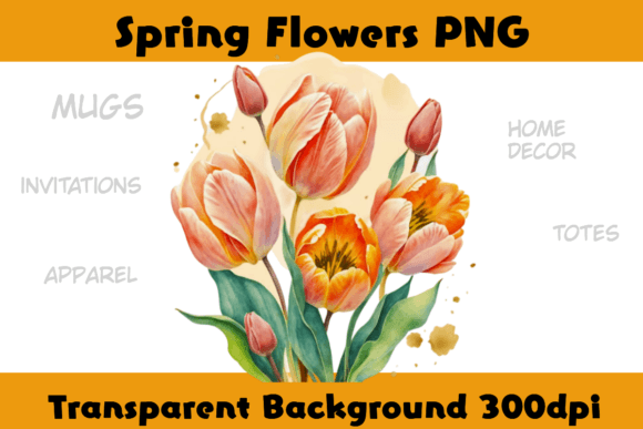 Download Tulips Spring Flowers Watercolor Art PNG - Spring flowers watercolor Collection