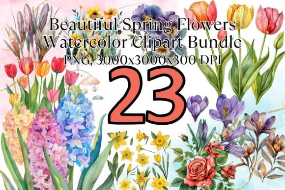 Download Spring Flowers Watercolor Clipart Bundle - Premium Resources