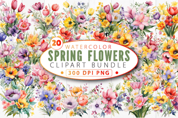 Download Spring Flowers Watercolor Clipart Bundle - Premium Resources